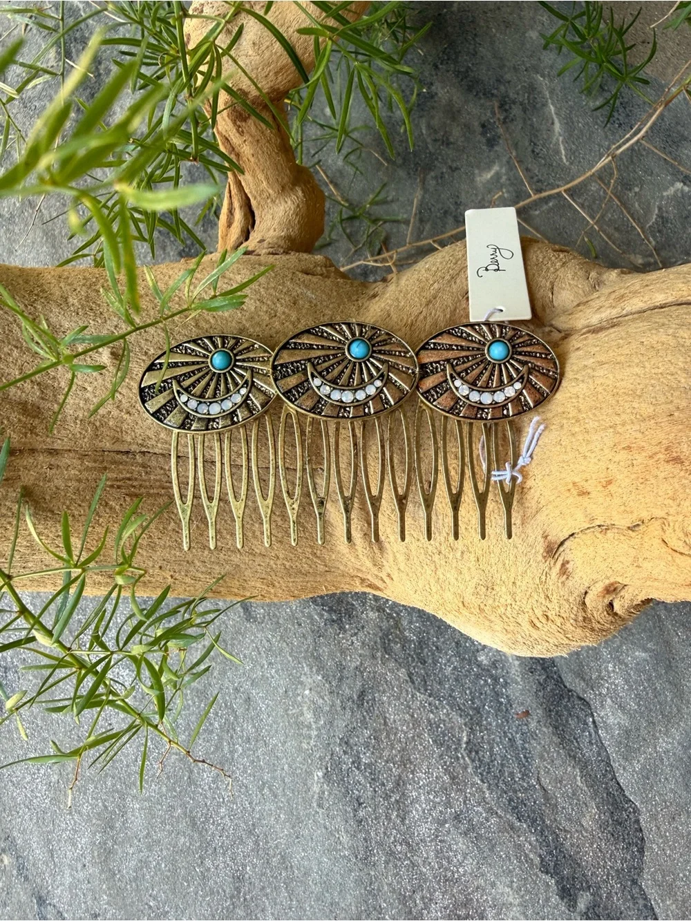 New🌟Free People-Vintage Boho Turquoise Floral Hair Comb -